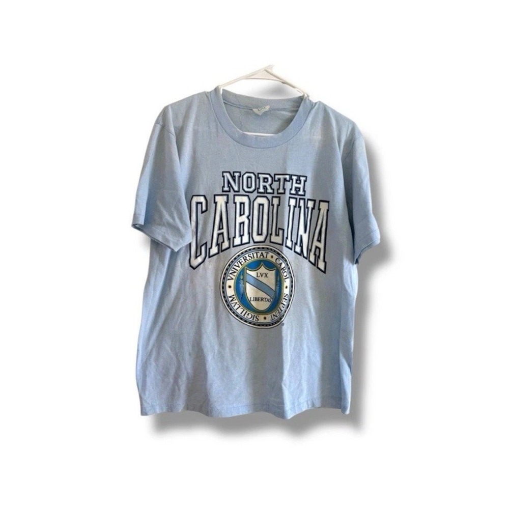 Vtg 80s UNC North Carolina College Seal Single Stitch TShirt Size XL Lightweight